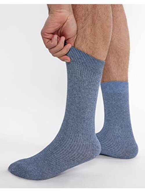 INNERSY Mens Cotton Socks Casual Crew Socks Business Dress Socks for Men 6 Pairs