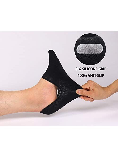 WHISPER DEER No Show Socks Men Size 9-12/12-15 - Invisible Low cut Loafer Sneaker Socks With Non-Slip Grip (3/6/8Packs)