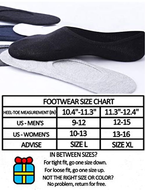 WHISPER DEER No Show Socks Men Size 9-12/12-15 - Invisible Low cut Loafer Sneaker Socks With Non-Slip Grip (3/6/8Packs)