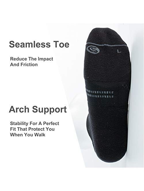 CS CELERSPORT 6 Pack Men's Running Ankle Socks with Cushion, Low Cut Athletic Sport Tab Socks