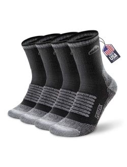 Samsox 2 Pack Merino Wool Hiking Socks, Made in USA, Moisture Wicking Micro Crew Cushion Socks for Men & Women