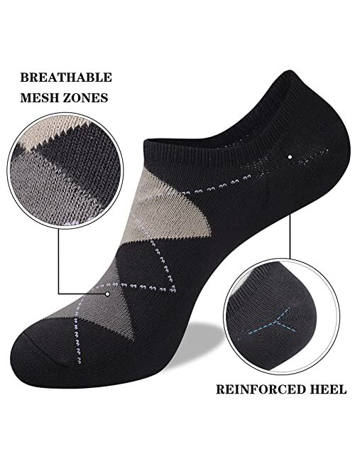 Heatuff 8 Pairs Mens Cotton No Show Socks Non-Slip Low Cut Breathable Casual Boat Liner Socks