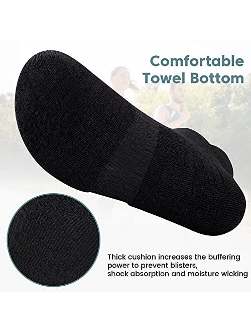 TANSTC Mens Socks, 6 Pairs Anti-Blister Cushioned Breathable Running Cotton Socks, Athletic Ankle Sports Socks