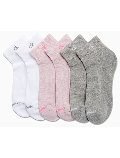 Calvin Klein Women's Athletic Sock - Cushion Quarter Cut Ankle Socks (6 Pack)