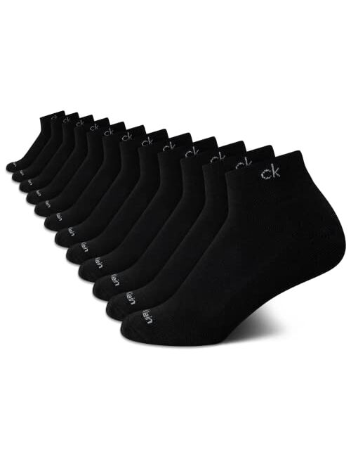 Calvin Klein Women's Athletic Sock - Cushion Quarter Cut Ankle Socks (12 Pack)