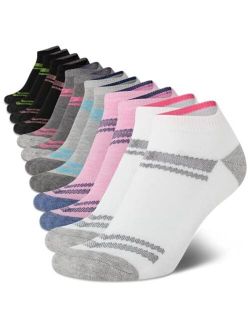 Women's Low Cut Moisture Control Athletic Socks with Cushioned Comfort (12 Pack) (Black Multi, Shoe Size: 4-10)