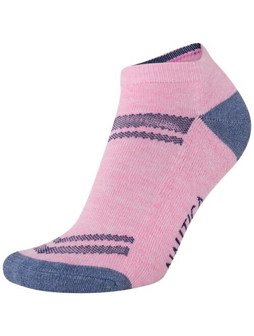 Nautica Women's Low Cut Moisture Control Athletic Socks with Cushioned Comfort (12 Pack) (Black Multi, Shoe Size: 4-10)