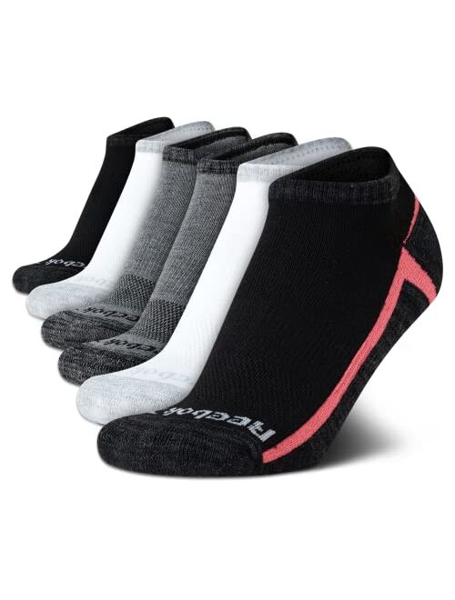 Reebok Women's No-Show Athletic Performance Low Cut Cushioned Socks (6 Pack)