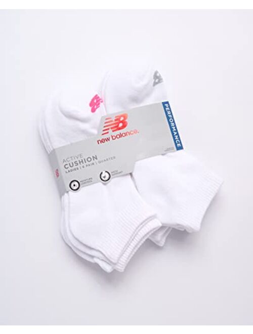 New Balance Women’s Athletic Socks – Cushioned Quarter Cut Ankle Socks (6 Pack)