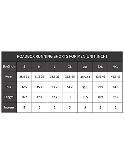Roadbox Men's 5 Inch Inseem Running Athletic Quick Dry Shorts with Pockets for Workout Gym Exercise