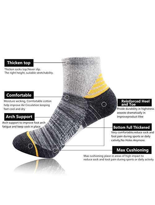 J.Wmeet Women's Athletic Ankle Socks Quarter Cushioned Running Socks Hiking Performance Sport Cotton Socks 6 Pack