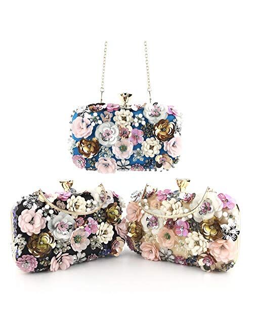 Lanpet Women Clutches Flower Evening Handbag Chain Strap Shoulder Bag