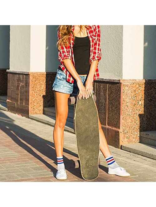 Ultrafun 5 Pairs Unisex Stripe Crew Socks Cotton Breathable Athletic Sports Gym School Casual Quarter Ankle Socks for Men Women