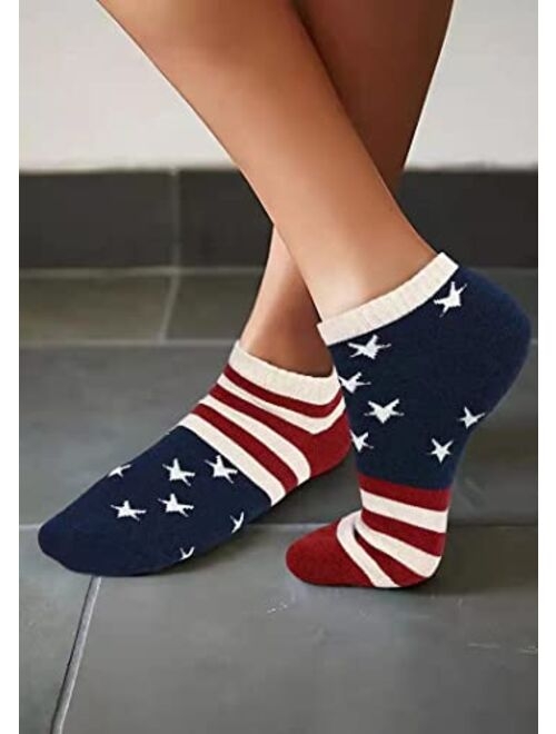Earlymemb Unisex American Flag Star Striped Crew Socks 4th of July Independence Day Patriotic USA Low Cut Socks