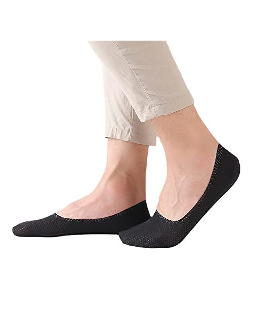 XJWZ 4 Pairs Men Breathable Ice Silk Socks Low Cut Liner Non Slip Thin Invisible Sports Socks