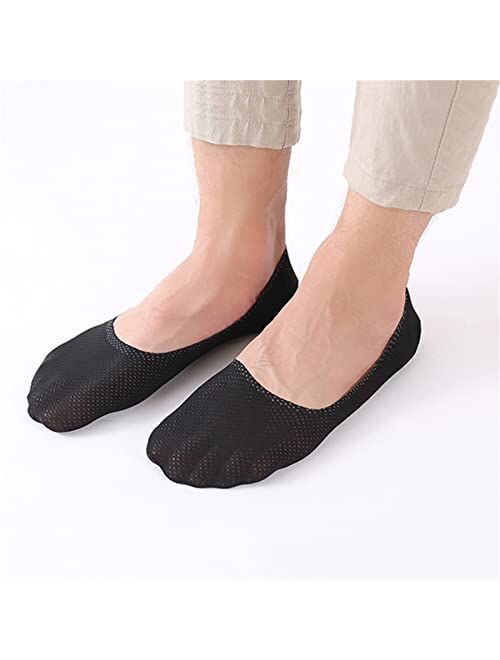 XJWZ 4 Pairs Men Breathable Ice Silk Socks Low Cut Liner Non Slip Thin Invisible Sports Socks