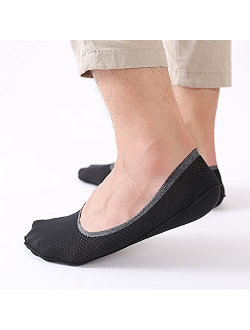 XJWZ 4 Pairs Men Breathable Ice Silk Socks Low Cut Liner Non Slip Thin Invisible Sports Socks