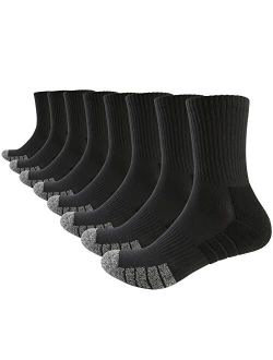 SOCKSLAND Cotton Half Cushioned Crew Work Boot Socks 8 Pairs Athletic Socks With Arch Compression for Men & Women 6-9/9-12