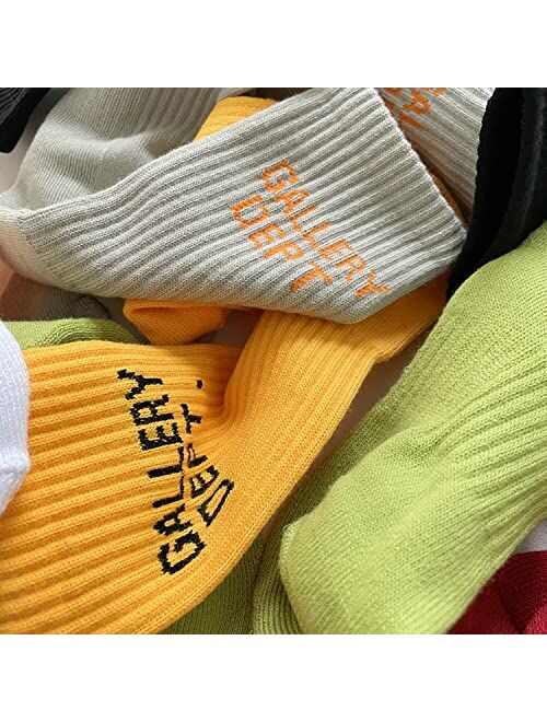 KQNFFN 10 Pairs GALLERY DEPT Socks Unisex Crew Socks GD Trend Hip Hop Compression socks Athletic Mid length Couple Tube Socks