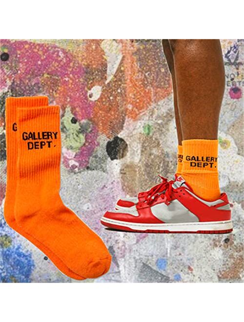 KQNFFN 10 Pairs GALLERY DEPT Socks Unisex Crew Socks GD Trend Hip Hop Compression socks Athletic Mid length Couple Tube Socks