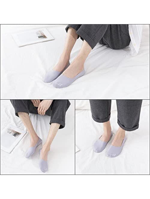 Zukeasox No Show Socks for Men Cotton Thin Low Cut Liner Socks Non Slip Invisible Hidden for Loafer Flats Sneakers 6Pairs