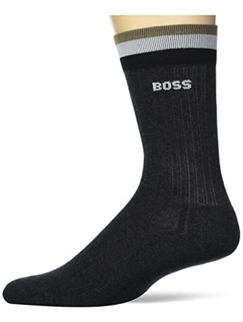 Hugo Boss mens Solid Big Logo Ribbed Socks