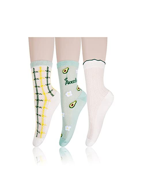 Benefeet Sox Womens Ruffle Socks Cute Cotton Crew Socks Frilly Slouch Socks Casual Mesh Dress Socks Lettuce Trim Turn-Cuff High Ankle Sock