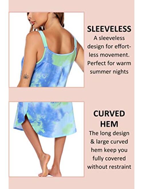 Ekouaer Women's Sleeveless Long Nightgown Summer Full Slip Sleep Dress Soft Nightshirt Chemise Sleepwear Lounge Dresses