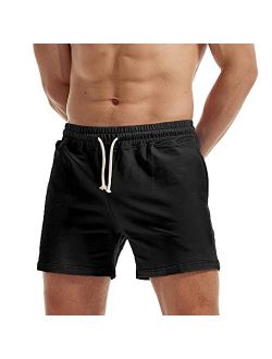 AIMPACT Mens Workout Sweat Shorts 5 Inch Inseem Cotton Casual Fitness Running Shorts with Pockets