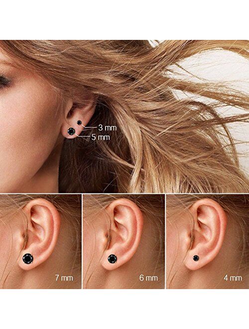 Charisma Cartilage Tragus Earring Stainless Steel Stud Piercing Earring Flat Back Earrings Stud Flatback Screw Back Earrings for Toddlers Women Men (16G, 3mm-7mm CZ, 6mm 