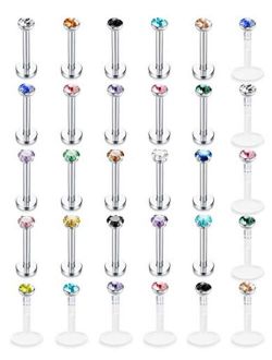 Jstyle 30Pcs 16G Forward Helix Cartilage Tragus Earring Studs Internal Threaded Labret Lip Monroe Ring Barbell Body Piercing Jewelry