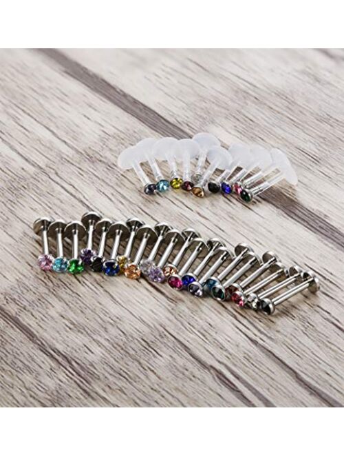 Jstyle 30Pcs 16G Forward Helix Cartilage Tragus Earring Studs Internal Threaded Labret Lip Monroe Ring Barbell Body Piercing Jewelry