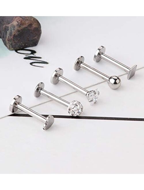 Udalyn 20 Pcs Stainless Steel Labret Studs Lip Rings for Men Women Nose Studs Cartilage Earrings Tragus Helix Piercing Jewelry 16G