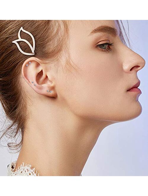 ORAZIO 12 Pairs Tiny Stud Earrings for Men Women Barbell Ear Stud Piercing Stainless Steel Minimalist Round CZ Ball Cartilage Earrings Set