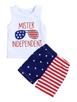 Ruptop Baby Boy 4th of July Outfits Mister Independent Vest Top+American Flag Shorts Infant Baby Boy Independence Day Clothes