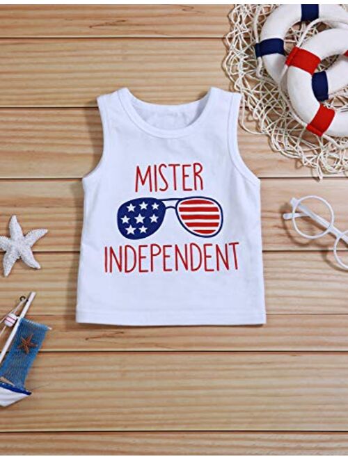Ruptop Baby Boy 4th of July Outfits Mister Independent Vest Top+American Flag Shorts Infant Baby Boy Independence Day Clothes
