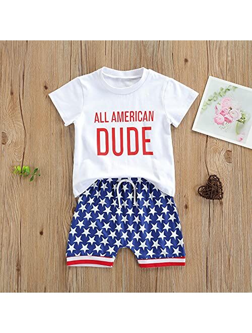 Fybitbo Baby Boy 4th of July Outfits Short Sleeve Tee Shirt and Casual Shorts 2Pcs Fourth of July Summer Outfit