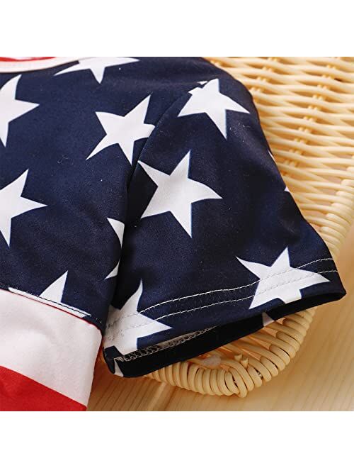 Fryaid Toddler Baby Boys 4th of July Outfits American Flag Tshirts Pocket Denim Shorts Infant Summer Clothes Sets