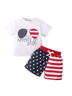 Mayummpy Newborn Baby Girls Boys 4th of July Outfit American Flag Tee Shirt Short Pants Toddler Independence Day Clothes Set