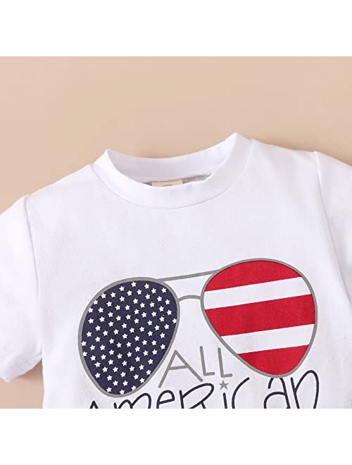 Mayummpy Newborn Baby Girls Boys 4th of July Outfit American Flag Tee Shirt Short Pants Toddler Independence Day Clothes Set