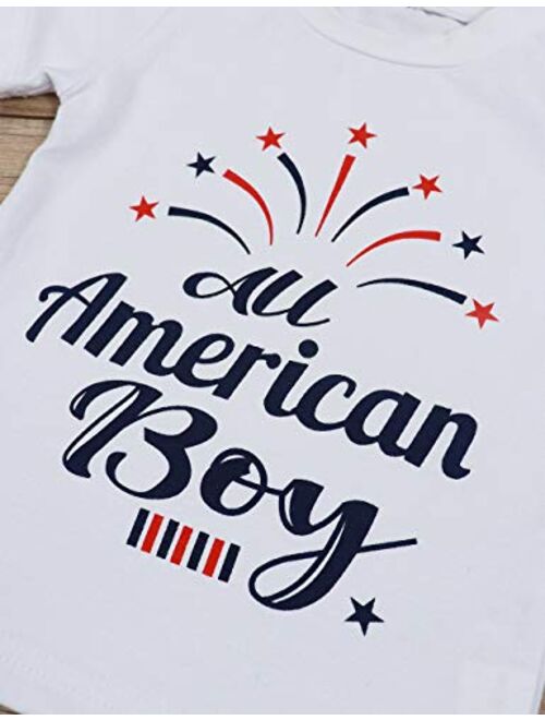 Hipealy Baby Boy Outfits Summer American Flag Pants American Boy Letter Print Tops Clothing Set