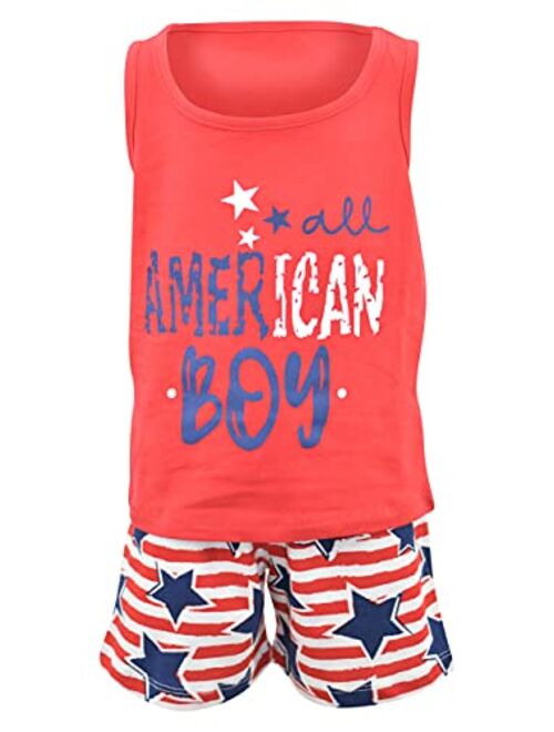 Unique Baby Boys American Boy 4th of July 2pc Tank Shorts Set
