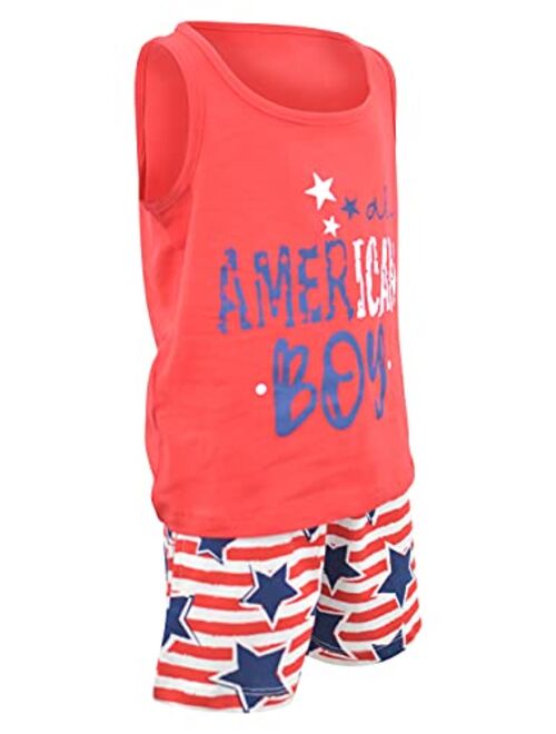 Unique Baby Boys American Boy 4th of July 2pc Tank Shorts Set