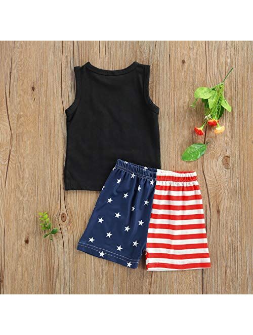 Amshibel Independence Day Outfit Toddler Baby Boy Girl 4th of July American Flag Sleeveless Vest Tops + Stars Shorts Set