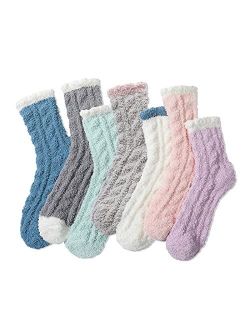Passionbility 7 Pairs Fuzzy Socks - Fuzzy Socks for Women, Fluzzy Socks Women, Cozy Socks for Women Slipper Socks, Fuzzy Women Socks Super Soft Comfort of Coral Fleece, T