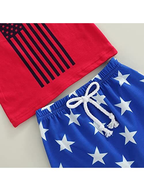 Nie Cuimeiwan 4th of July Toddler Little Boy Girl Outfit American Flag Sleeveless Vest Top Stripe Shorts Independence Day Clothes Set