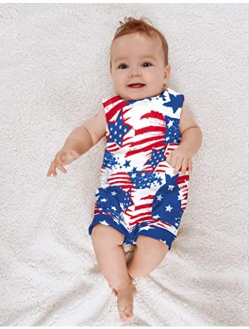 Von Kilizo 4th of July Baby Boy Outfits Baby Boy Romper Tank Jumpsuit Independence Day Baby Boy Clothes