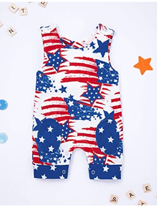 Von Kilizo 4th of July Baby Boy Outfits Baby Boy Romper Tank Jumpsuit Independence Day Baby Boy Clothes