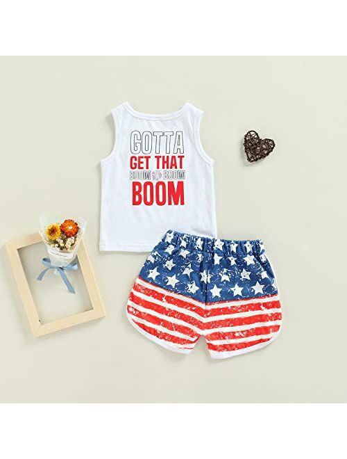 Bemeyourbbs Toddler Baby Boy 4th of July Outfit American Flag Print Tank Top and Elastic Shorts Set Independence Day Clothes
