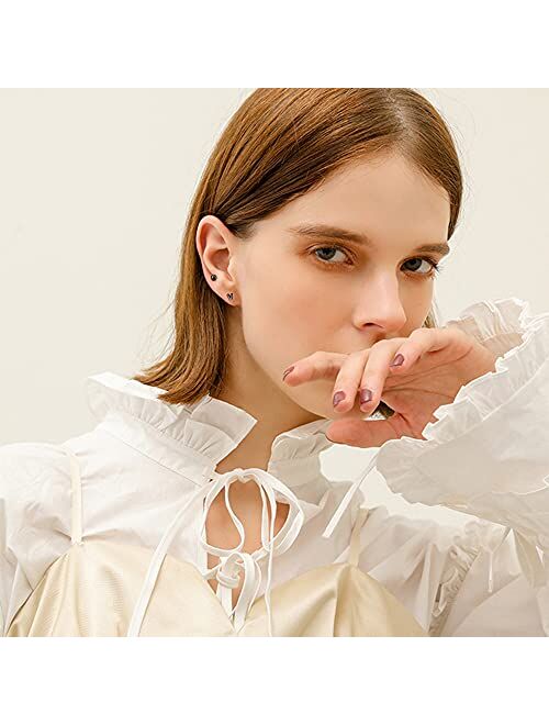 Sanfenly 24 Pairs Stud Earrings for Women Men 20G Stainless Steel Tiny Silver Gold Rose Gold Black Cartlidge Earrings Stud Small Snake Star Moon Ball Butterfly Triangle H